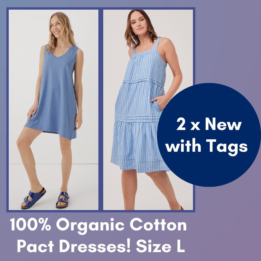NWT Set of 2 PACT 100% Organic Cotton Dresses -- L